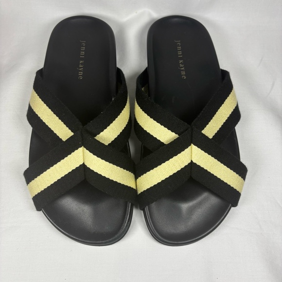 Jenni Kayne •  EUC • Cotton Crossover Sandal • size 39 • Black/Cream MSRP $325 - Picture 1 of 6